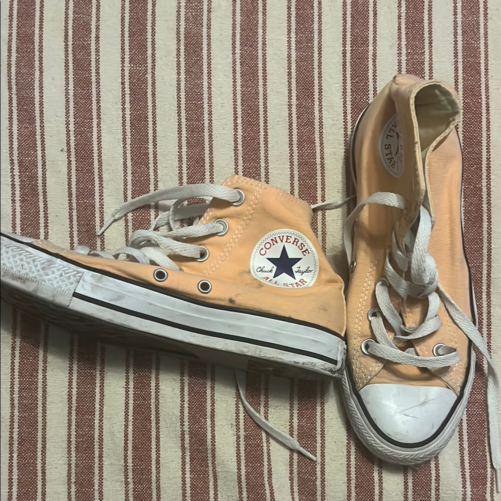 Converse Coral Orange High-Top Sneakers with White Accents